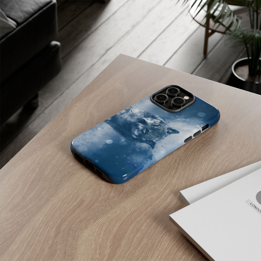 Wolf Phone Case, Tough Cases for Animal Lovers, Unique Wildlife Design, Nature-inspired Gift, Blue Wolf Accessories, Phone Protector
