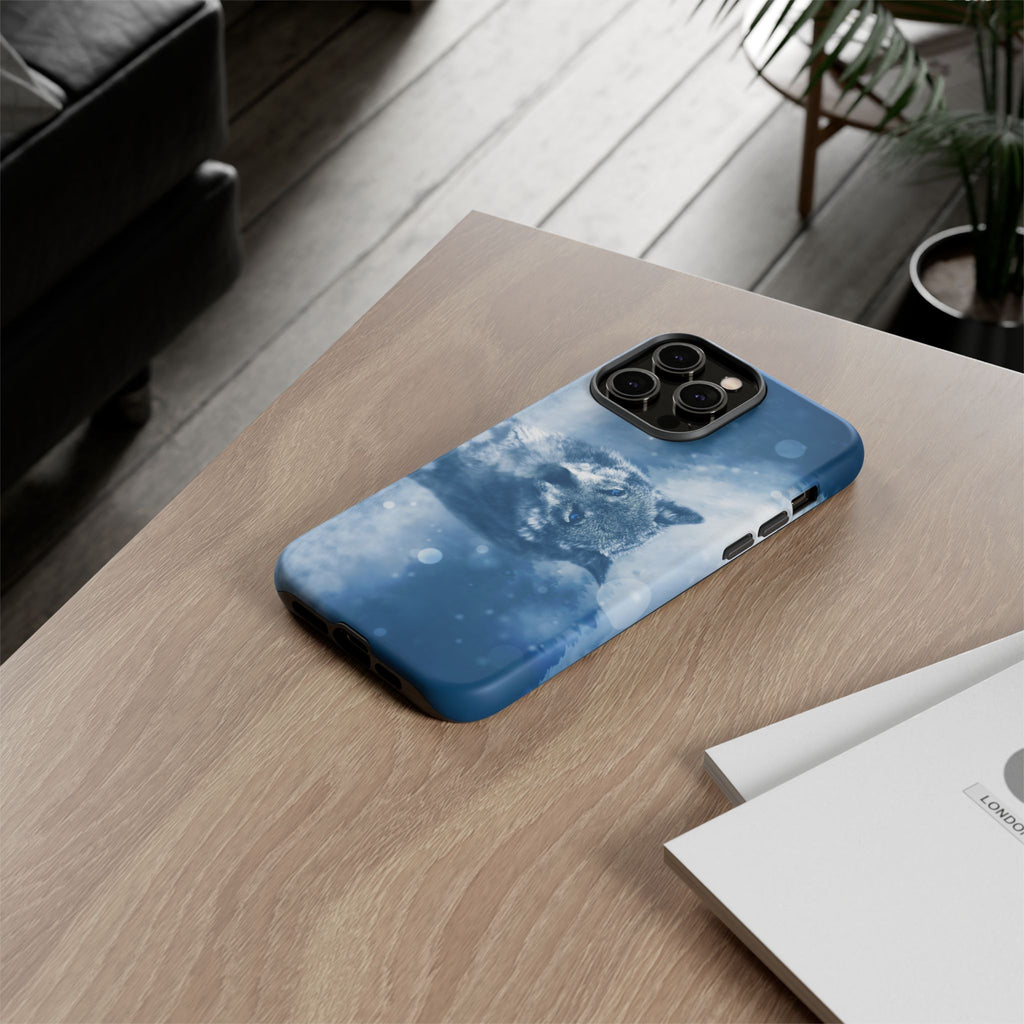 Wolf Phone Case, Tough Cases for Animal Lovers, Unique Wildlife Design, Nature-inspired Gift, Blue Wolf Accessories, Phone Protector