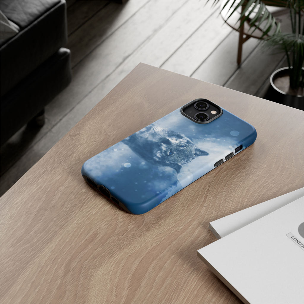 Wolf Phone Case, Tough Cases for Animal Lovers, Unique Wildlife Design, Nature-inspired Gift, Blue Wolf Accessories, Phone Protector