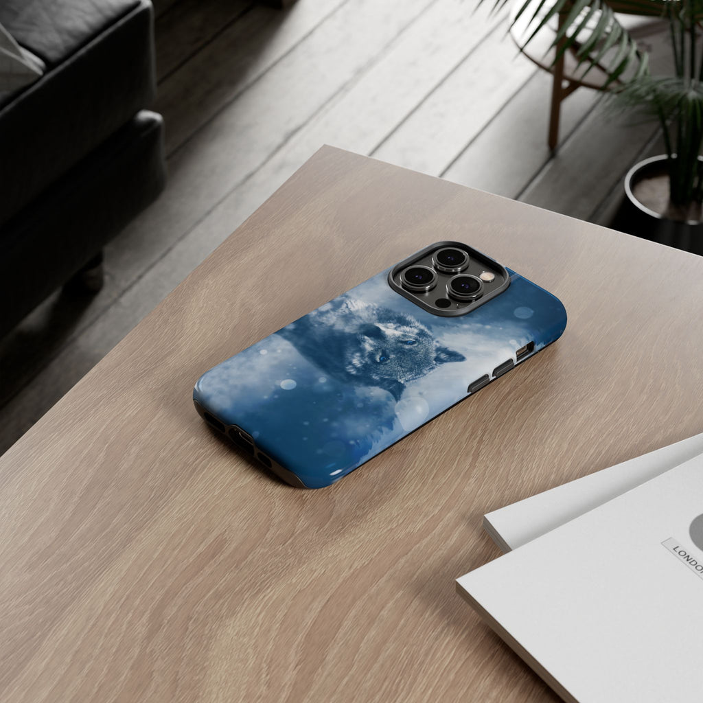 Wolf Phone Case, Tough Cases for Animal Lovers, Unique Wildlife Design, Nature-inspired Gift, Blue Wolf Accessories, Phone Protector