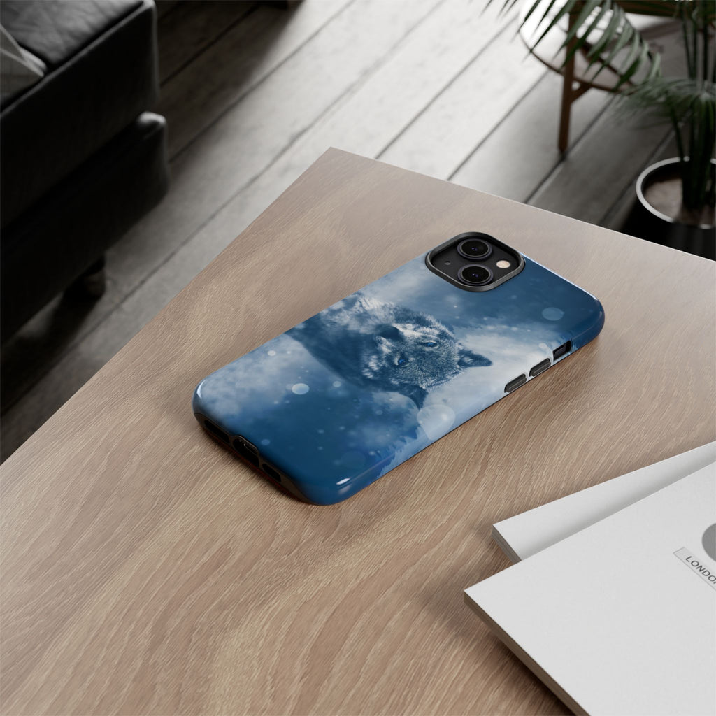 Wolf Phone Case, Tough Cases for Animal Lovers, Unique Wildlife Design, Nature-inspired Gift, Blue Wolf Accessories, Phone Protector
